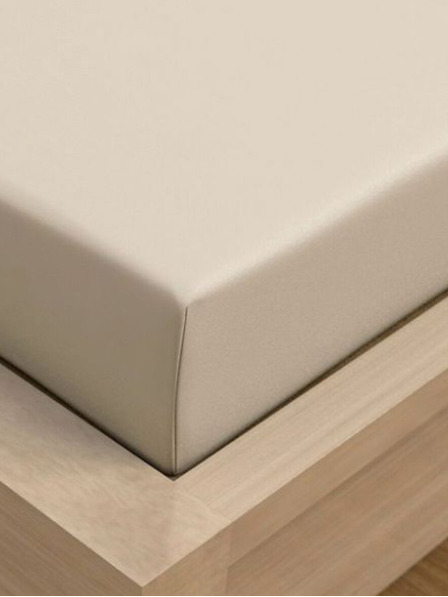 Kvalitex Джърси чаршаф с лайкра за единично легло 90x200см светло бежово Kvalitex