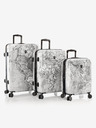Heys Комплект от три щампосани пътни куфара в бяло Heys Journey 3G S,M,L Black/White Map