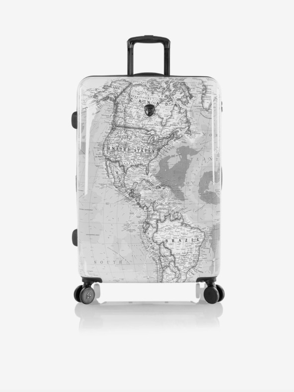 Heys Комплект от три щампосани пътни куфара в бяло Heys Journey 3G S,M,L Black/White Map