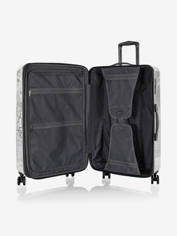 Heys Комплект от три щампосани пътни куфара в бяло Heys Journey 3G S,M,L Black/White Map