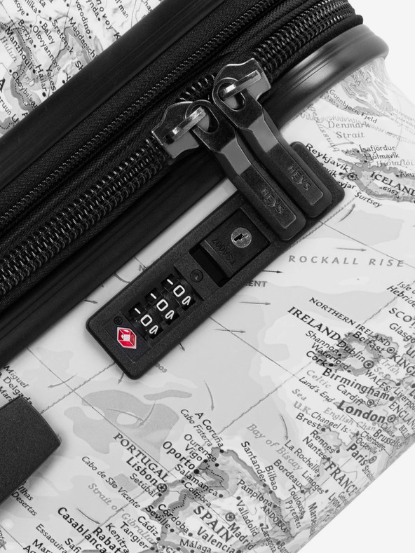 Heys Комплект от три щампосани пътни куфара в бяло Heys Journey 3G S,M,L Black/White Map