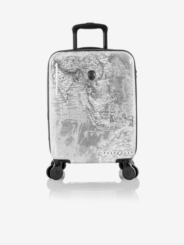 Heys Комплект от три щампосани пътни куфара в бяло Heys Journey 3G S,M,L Black/White Map