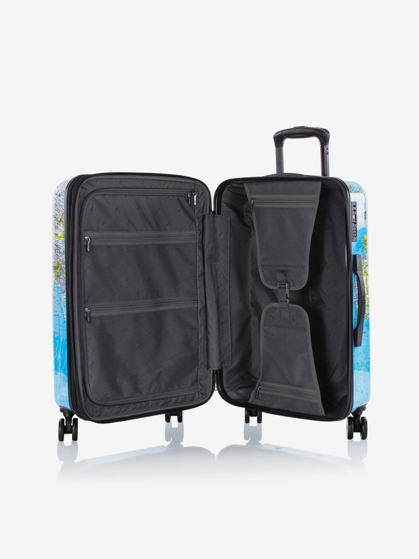 Heys Комплект от три щампосани пътни куфара в синьо Heys Journey 3G S,M,L Blue Map