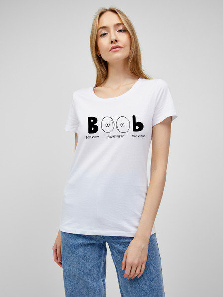 ZOOT.Original Бяла дамска тениска с щампа ZOOT.Original Boob