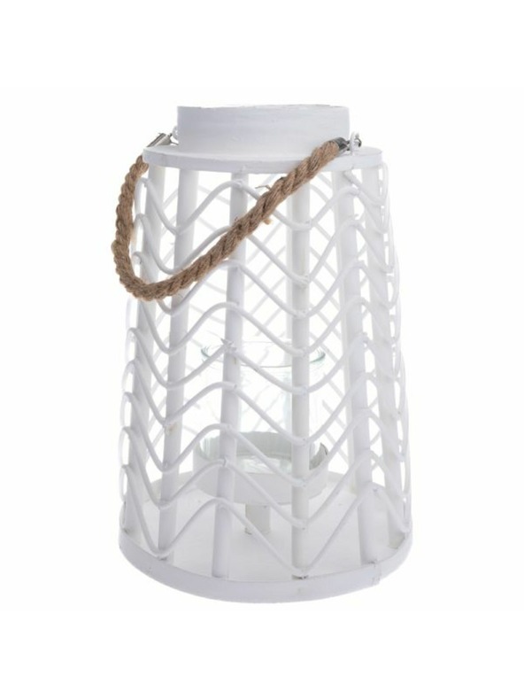 Casa de Engel Дървен фенер със стъкло, бял, 0/6