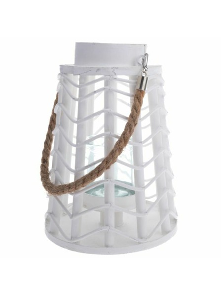 Casa de Engel Дървен фенер със стъкло, бял, 0/8