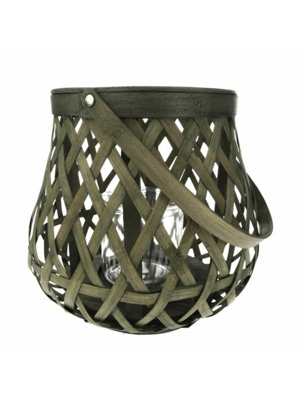 Casa de Engel Бамбуков фенер със стъкло - зелен, 0/6