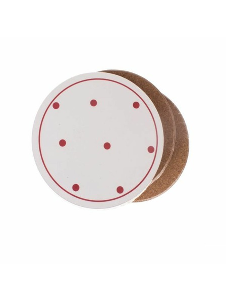 Casa de Engel Коркови подложки за чаша - бели с точки - комплект от 6 бр., /60