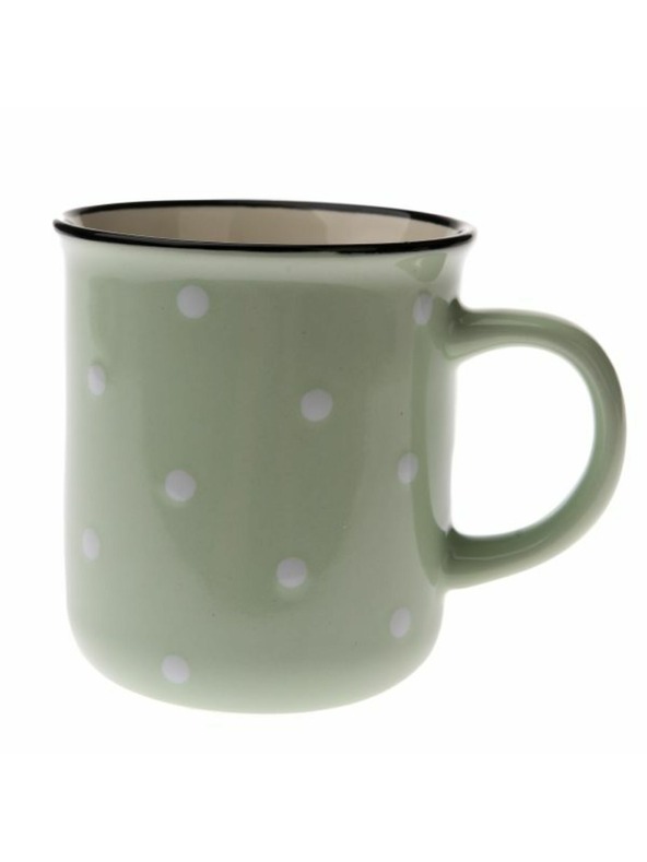 Casa de Engel Керамична чаша - светлозелена с точки, 350мл, 6/36