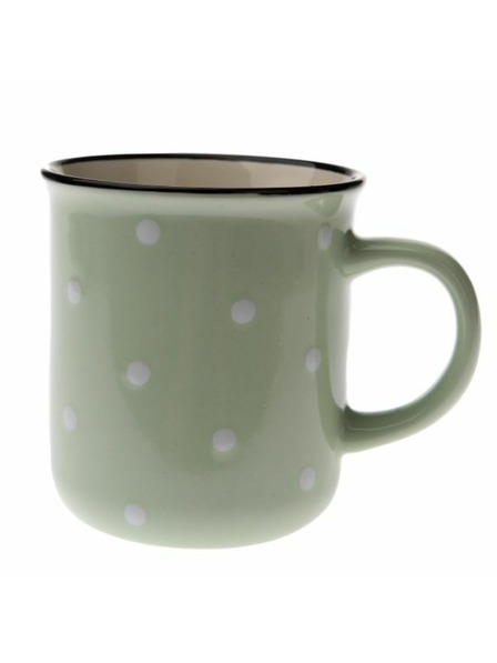Casa de Engel Керамична чаша - светлозелена с точки, 350мл, 6/36