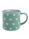 Casa de Engel Керамична чаша, светлозелена с бели сърчица, 400мл, 12/36