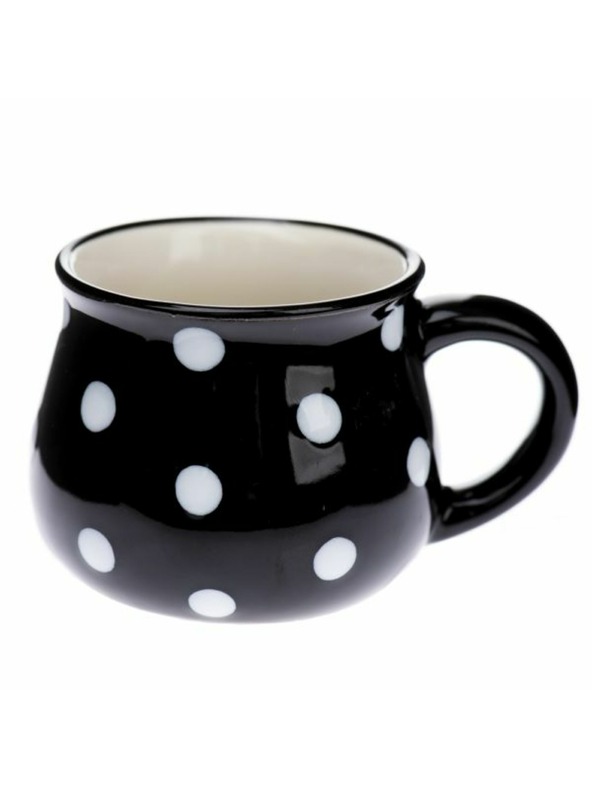 Casa de Engel Керамична чаша, черна с точки, 75мл, 24/144