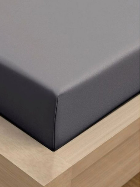 Kvalitex Джърси чаршаф с ликра за единично легло 90х200см тъмно сив Kvalitex