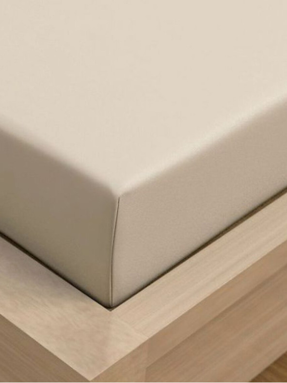 Kvalitex Джърси чаршаф за единично легло с ликра 140x200cm светло бежов Kvalitex