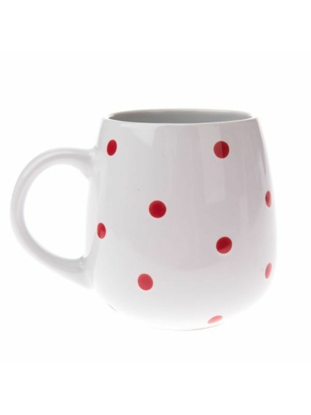 Casa de Engel Керамична чаша, бяла с червени точки, 520мл, 12/36