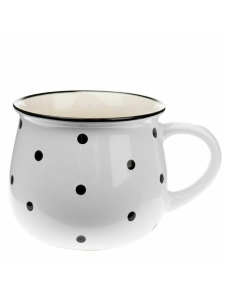 Casa de Engel Керамична чаша, бяла с черни точки, 770мл, 6/24