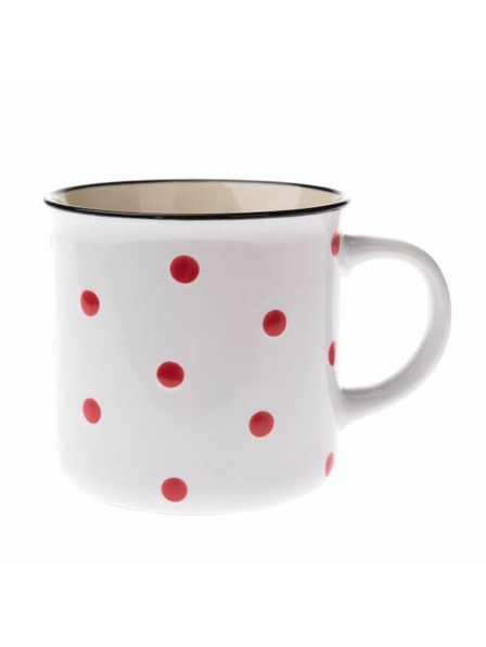 Casa de Engel Керамична чаша, бяла с червени точки, 470мл, 6/24