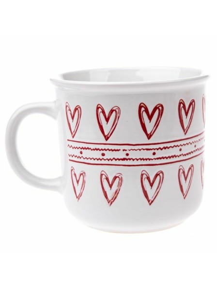 Casa de Engel Керамична чаша със сърца, бяла, 450ml, 6/36