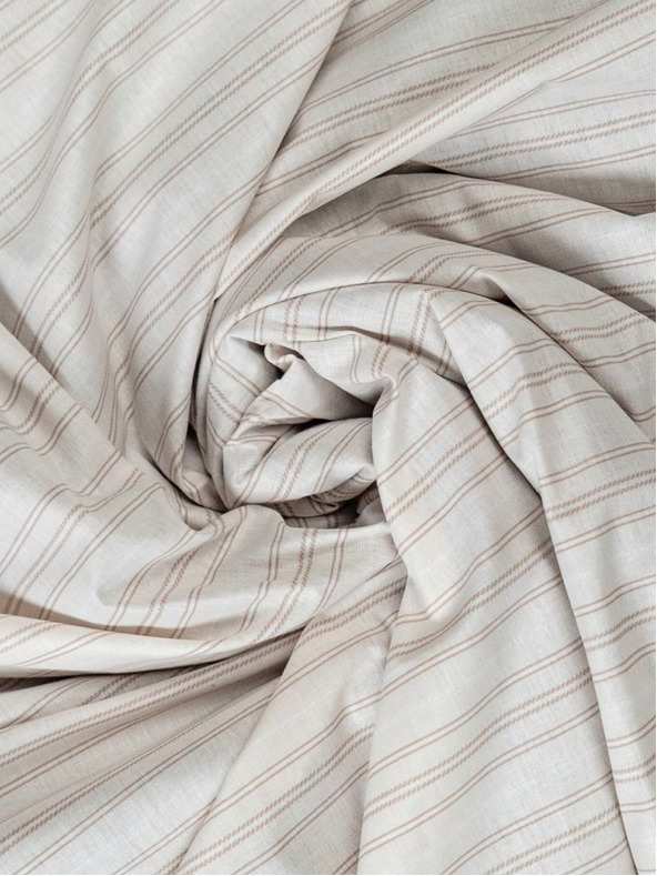 Kvalitex Памучен разтегателен чаршаф 180x200cm бежово райе Kvalitex