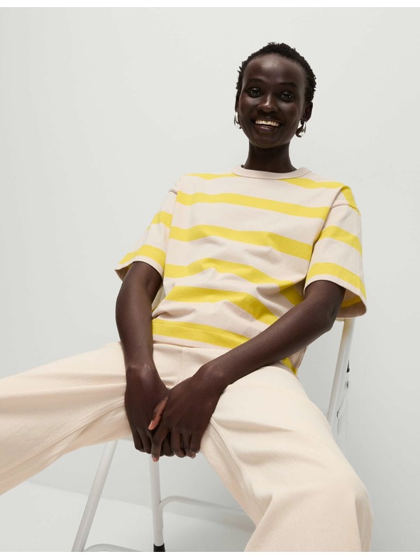 Marks & Spencer Тениска на райета от чист памук Marks & Spencer жълта