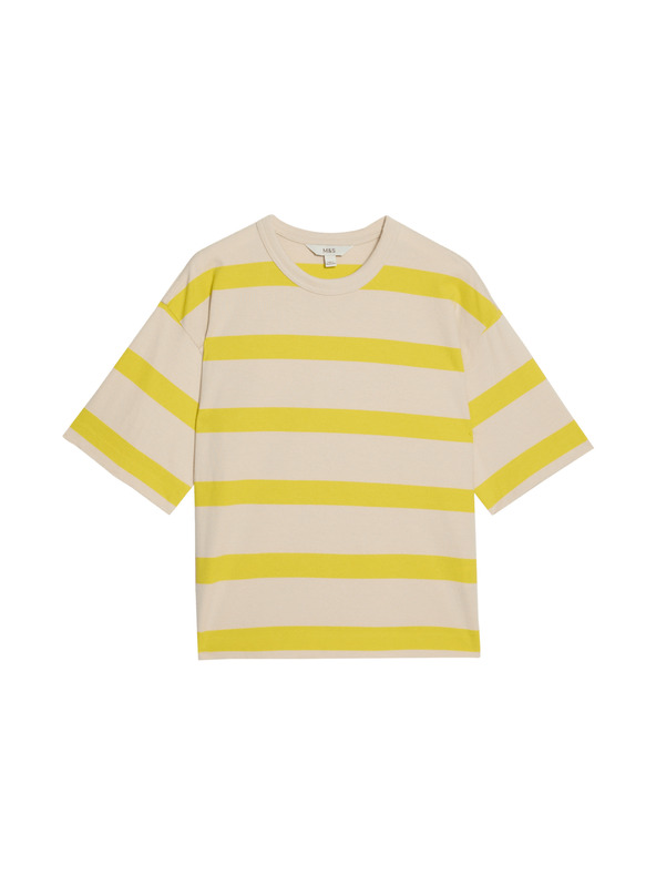 Marks & Spencer Тениска на райета от чист памук Marks & Spencer жълта