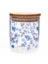 Casa de Engel Стъклен буркан с бамбукова капачка - сини цветя, 440ml, 4/48