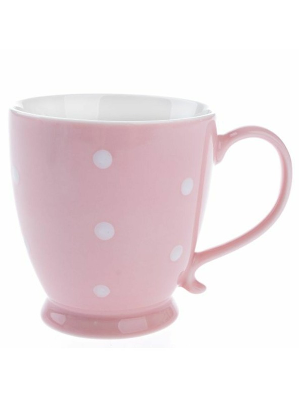 Casa de Engel Порцеланова чаша, розова с точки, 440ml, 6/36