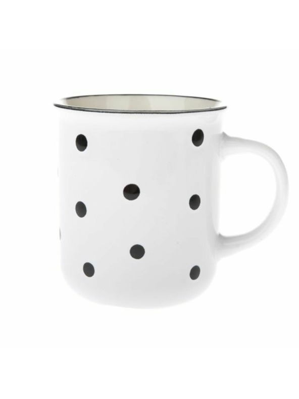 Casa de Engel Керамична чаша, бяла с черни точки, 350ml, 6/36