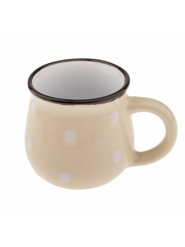 Casa de Engel Керамична чаша - кремава с точки, 75ml, 24/144