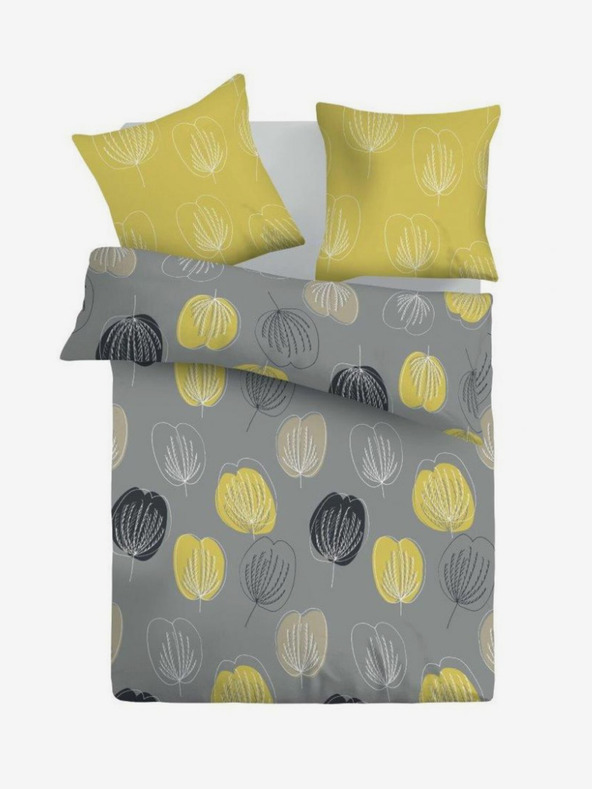 Kvalitex Френско памучно спално бельо DELUX 240x200, 70x90cm GRACE сиво