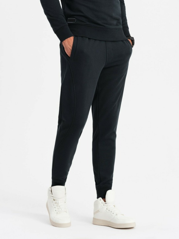 Ombre Clothing BASIC мъжки памучен суитшърт BASIC черен Ombre Clothing