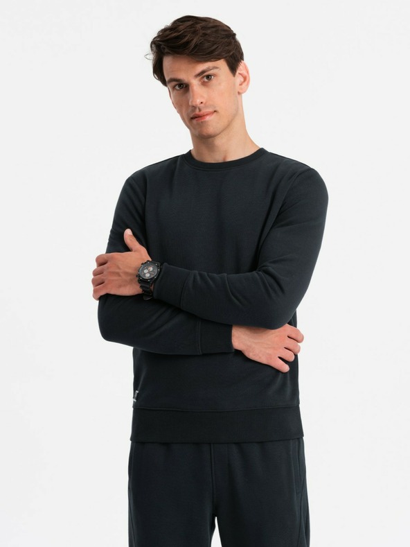 Ombre Clothing BASIC мъжки памучен суитшърт BASIC черен Ombre Clothing