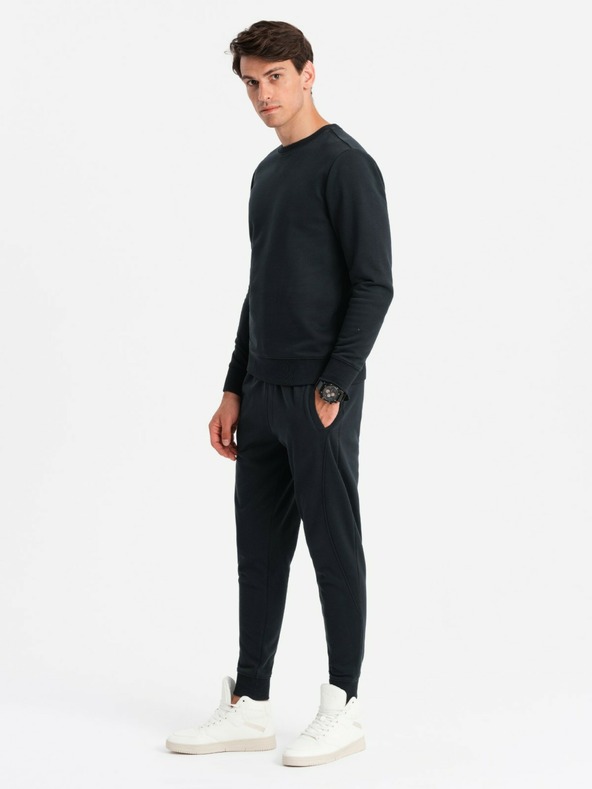 Ombre Clothing BASIC мъжки памучен суитшърт BASIC черен Ombre Clothing