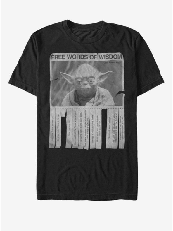 ZOOT.Fan Черна мъжка тениска Star Wars Words of Wisdom
