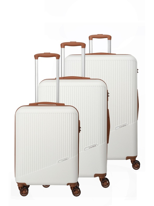 Travelite Комплект пътнически куфари Travelite Bali S,M,L White/Cognac
