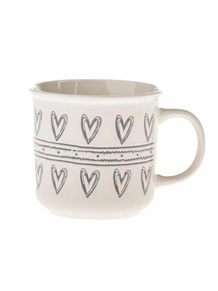 Casa de Engel Керамична чаша със сърца, бяла и сива, 450мл, 6/36