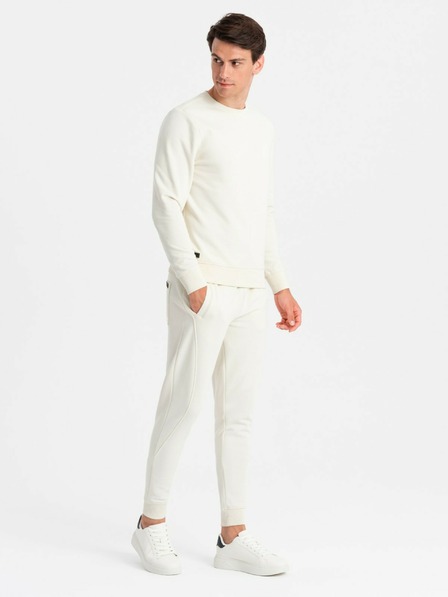 Ombre Clothing Мъжки памучен спортен костюм BASIC cream Ombre Clothing