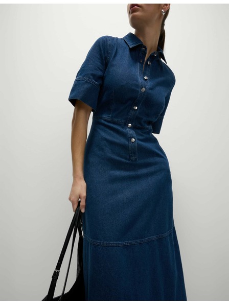 Marks & Spencer Дънкови миди рокли с копчета отпред Marks & Spencer тъмносин