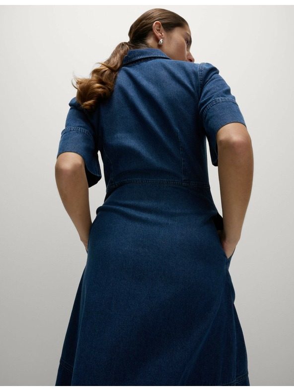 Marks & Spencer Дънкови миди рокли с копчета отпред Marks & Spencer тъмносин