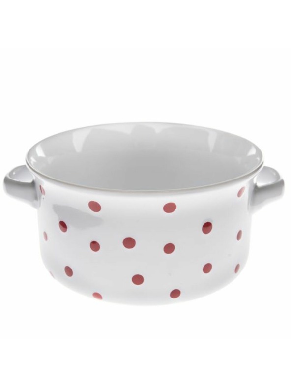 Casa de Engel Керамична купичка, бяла с червени точки, 560мл, 6/24