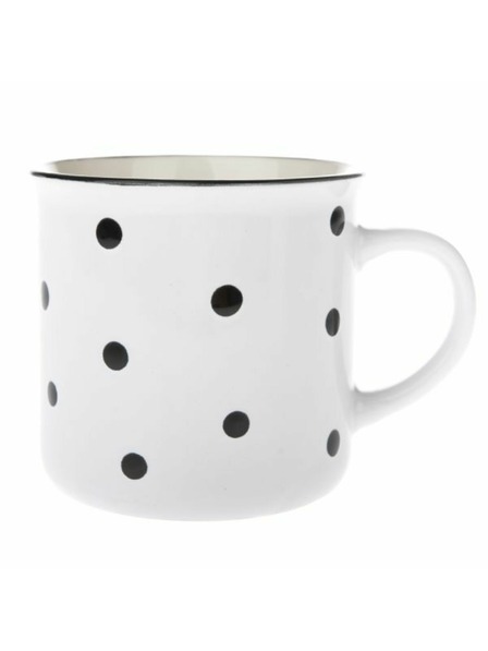 Casa de Engel Керамична чаша, бяла с черни точки, 470мл, 6/24
