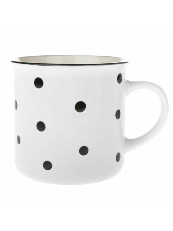 Casa de Engel Керамична чаша, бяла с черни точки, 470мл, 6/24