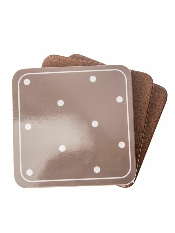 Casa de Engel Коркови подложки за чаша - тъмносиви с точки - комплект 6бр, 0/60