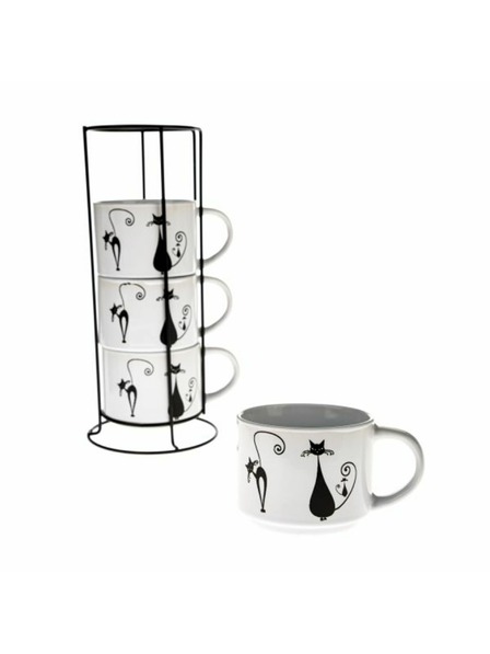 Casa de Engel Керамични чаши в метална поставка, 4x300ml, 1/9