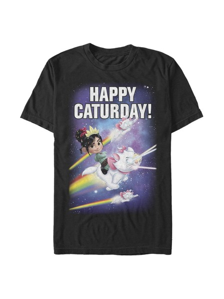 ZOOT.Fan Черна мъжка тениска Disney Happy Caturday Stars