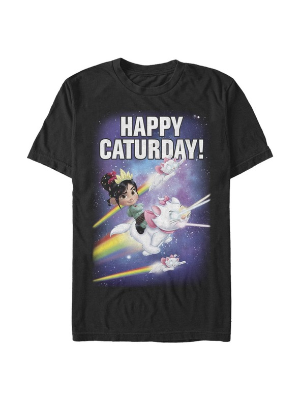 ZOOT.Fan Черна мъжка тениска Disney Happy Caturday Stars