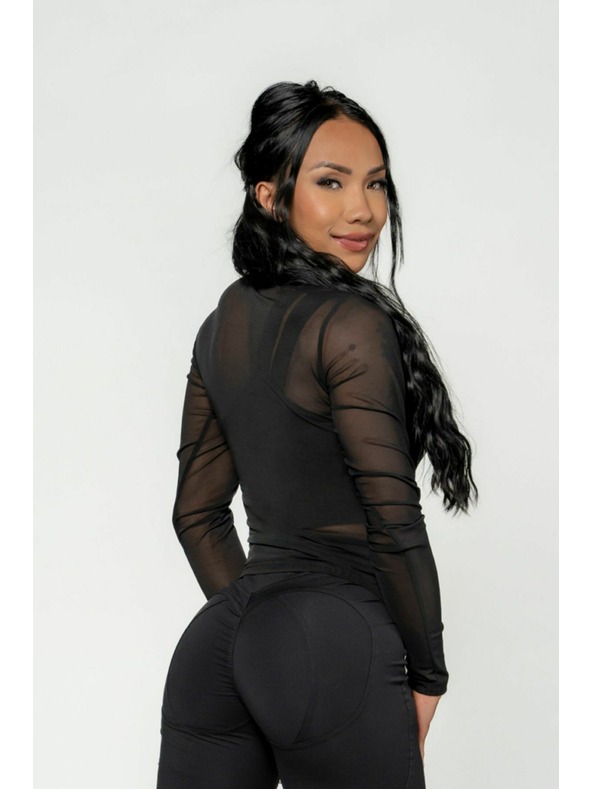 Nebbia NEBBIA Дамски топ с дълъг ръкав INTENSE Sheer 847 Gold Nebbia