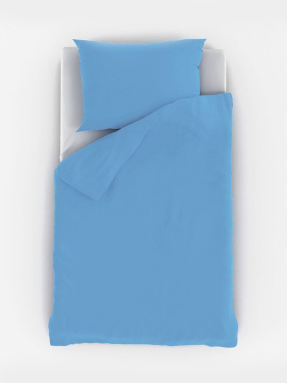 Kvalitex Едноцветно памучно спално бельо за детско легло 140x200, 70x90cm синьо