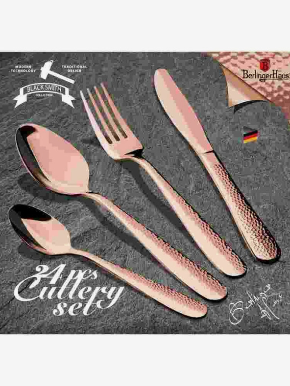 Berlingerhaus Комплект прибори за хранене 24 бр. от неръждаема стомана Rosegold Metallic Line II BERLINGERHAUS