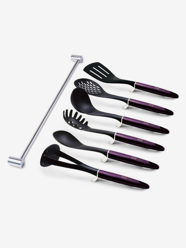 Berlingerhaus Кухненски прибори с държач за стена 7 бр. колекция Purple Eclipse BERLINGERHAUS